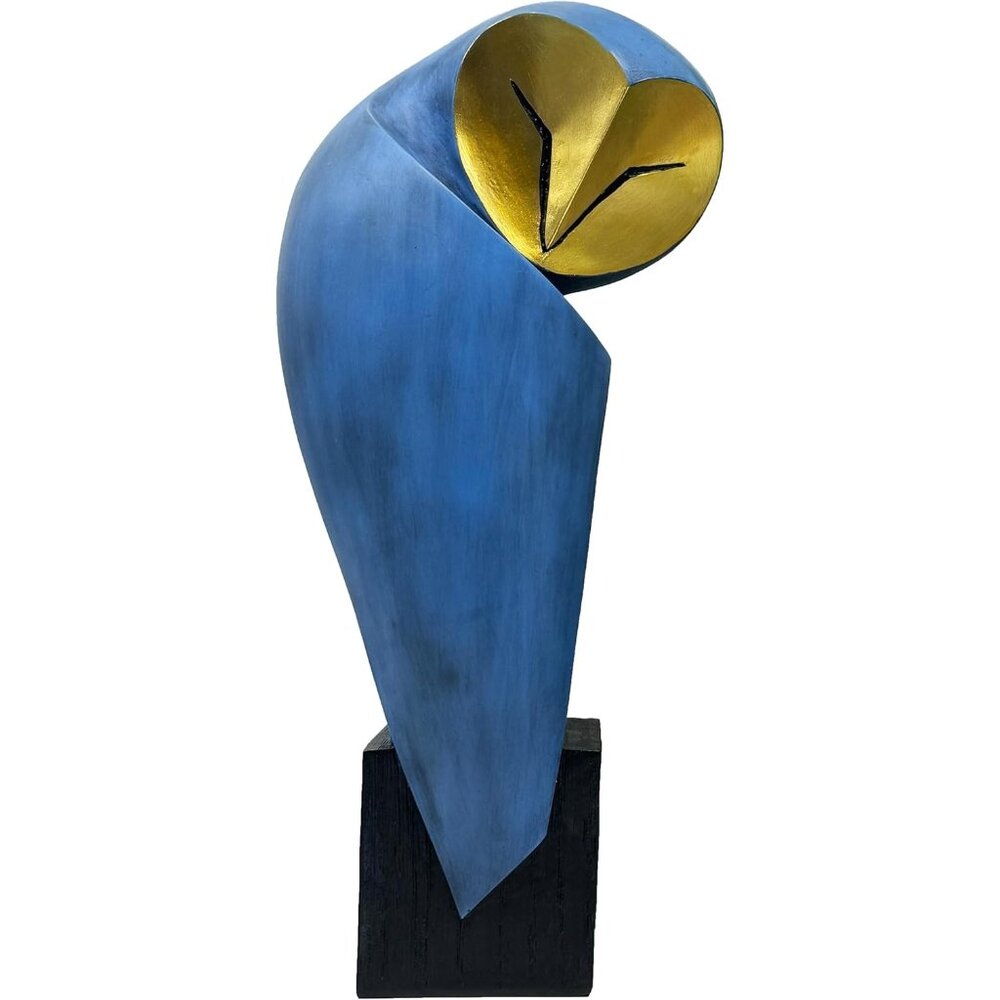 Mid-Century Modern 15 Inch Resin Owl Sculpture Handmade Home Décor Statue